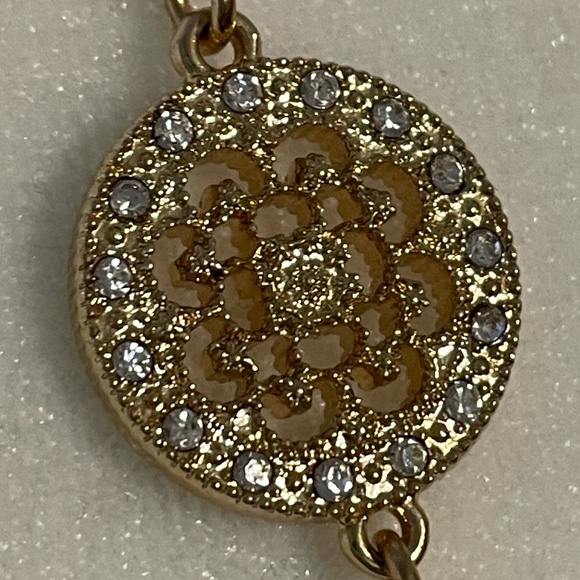 Shiela Rose Gold Plated Long Necklace w/CZ's and 2" Extender - Picture 3 of 5